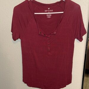 American Eagle Outfitters Soft & Sexy Burgundy Tee